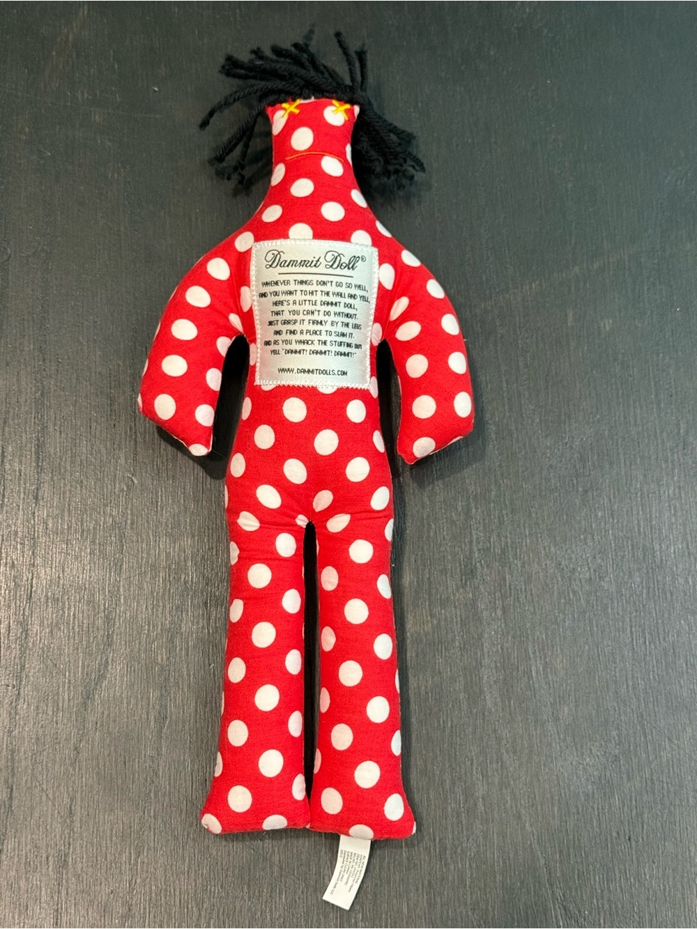 Original Dammit Doll Stress Reliever Red with White Polka Dots
